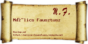 Málics Fausztusz névjegykártya